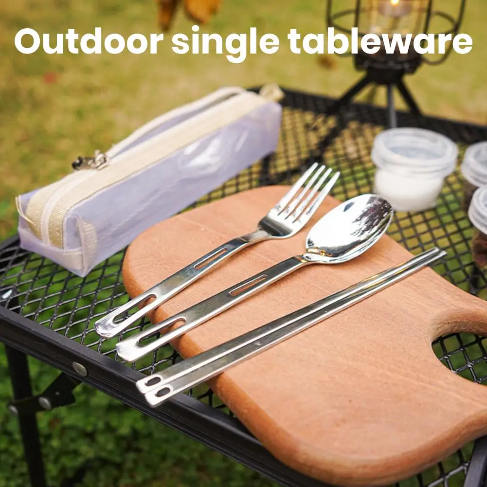 Picnic Cutlery Universal Comfortable Grip Stainless Steel Picnic Tableware Fork Spoon Chopsticks with Bag for Backpacking
Picnic Cutlery Universal Comfortable Grip Stainless Steel Picnic Tableware Fork Spoon Chopsticks with Bag for Backpacking