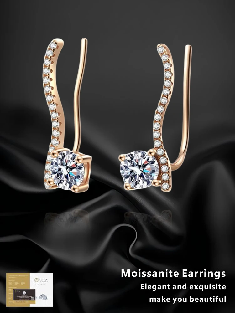 925 silver earrings GRA Certified Moissanite Women's rotundity Line Champagne Gold Stud romantic Light luxury earrings
925 silver earrings GRA Certified Moissanite Women's rotundity Line Champagne Gold Stud romantic Light luxury earrings