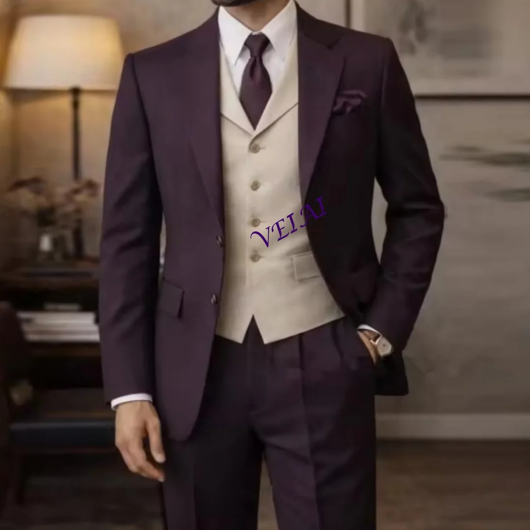 CustomizedDark Purple And Beige New Formal Men Suit Groom Groomsman Wedding Party Prom Business Male Tuxedos 3 Piece Set Blazer
CustomizedDark Purple And Beige New Formal Men Suit Groom Groomsman Wedding Party Prom Business Male Tuxedos 3 Piece Set Blazer