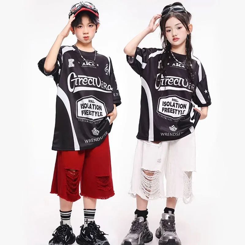 Kid Kpop Hip Hop Clothing Black Letters Print T Shirt Wine Red Casual Distressed Shorts for Girl Boy Jazz Dance Costumes Clothes
Kid Kpop Hip Hop Clothing Black Letters Print T Shirt Wine Red Casual Distressed Shorts for Girl Boy Jazz Dance Costumes Clothes