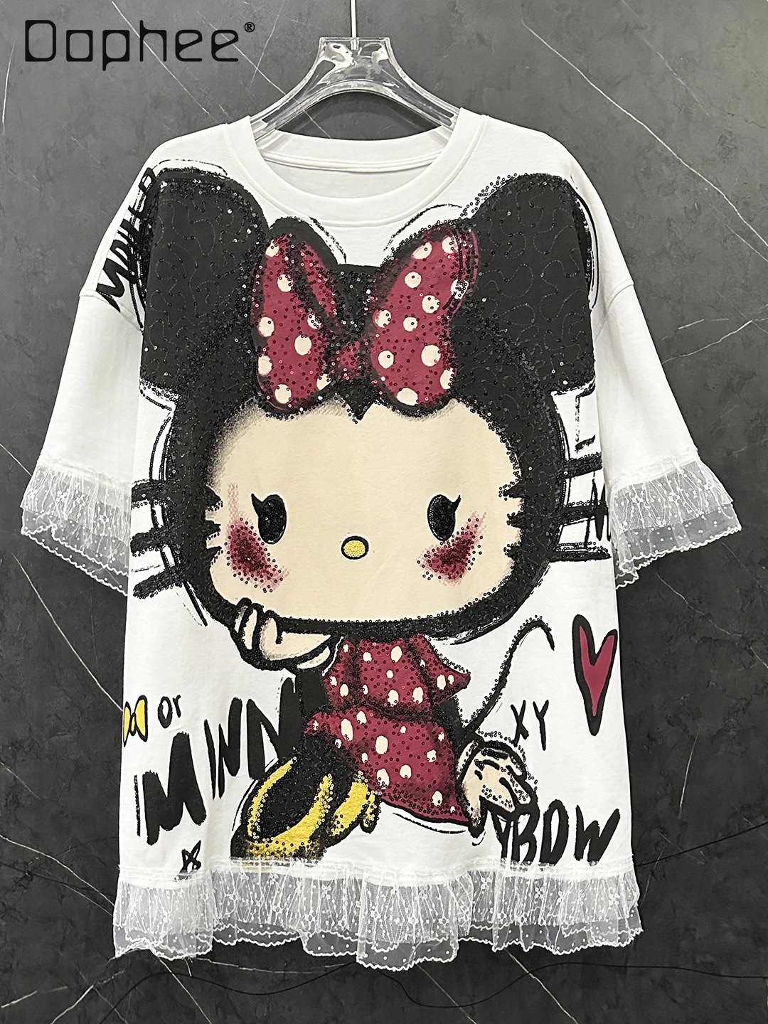 2025 Summer New Cartoon Little Girl Mesh Splicing T-shirt Women's Loose Casual Medium and Long Half-sleeved Top White Tee
2025 Summer New Cartoon Little Girl Mesh Splicing T-shirt Women's Loose Casual Medium and Long Half-sleeved Top White Tee