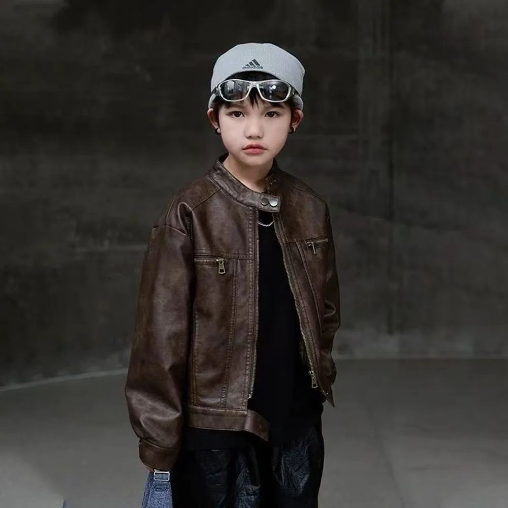 Boys' Leather Jacket Spring And Autumn Arrival Biker-Style Jacket for Boys edgy Stylish Children's Spring Leather Jacket Trendy
Boys' Leather Jacket Spring And Autumn Arrival Biker-Style Jacket for Boys edgy Stylish Children's Spring Leather Jacket Trendy