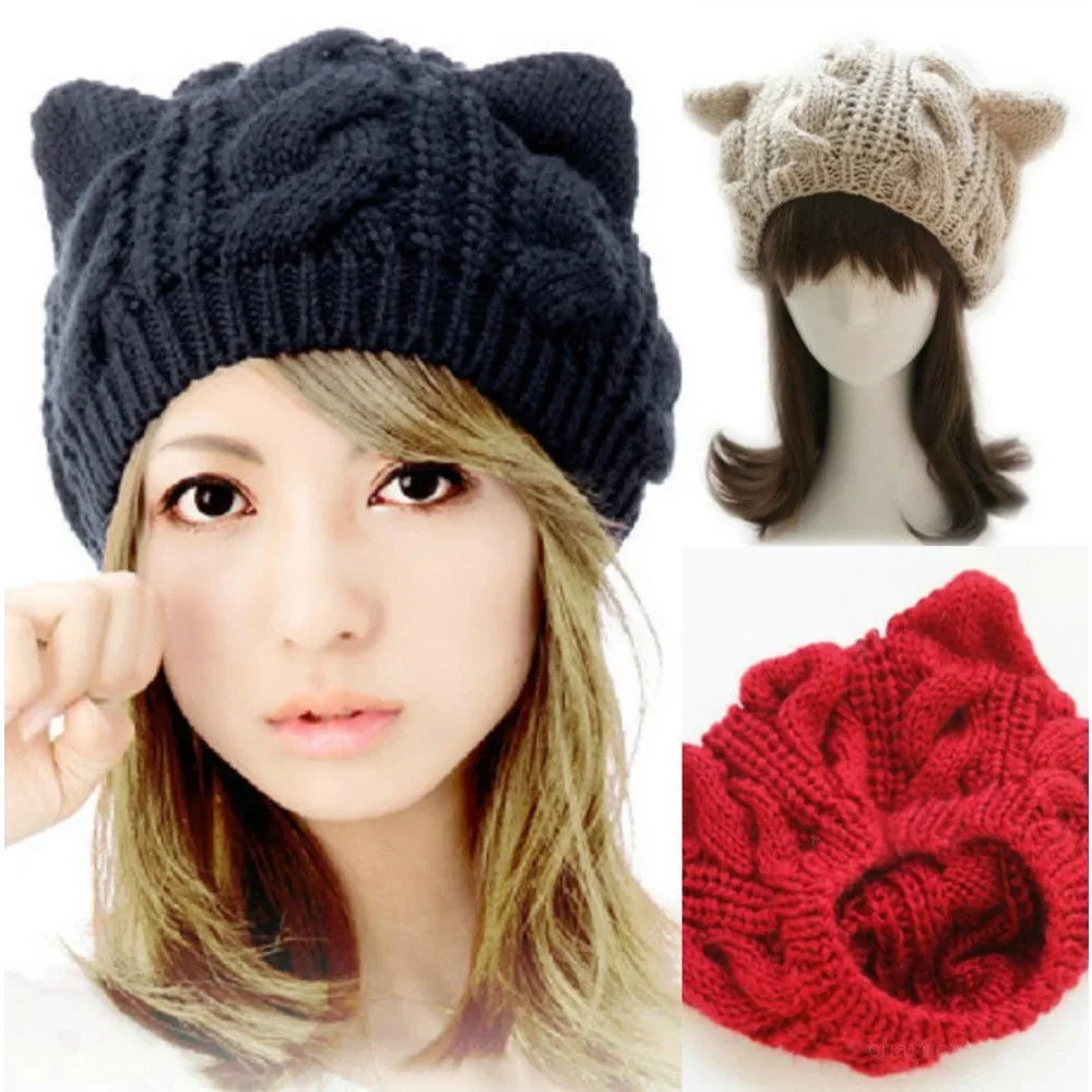 Solid Color Warm Cat Ear Knitted Hats Crochet Lugs Anime Beanies Women's Winter Hat Gilrls Kawaii Bonnet Femme Wool Cap
Solid Color Warm Cat Ear Knitted Hats Crochet Lugs Anime Beanies Women's Winter Hat Gilrls Kawaii Bonnet Femme Wool Cap