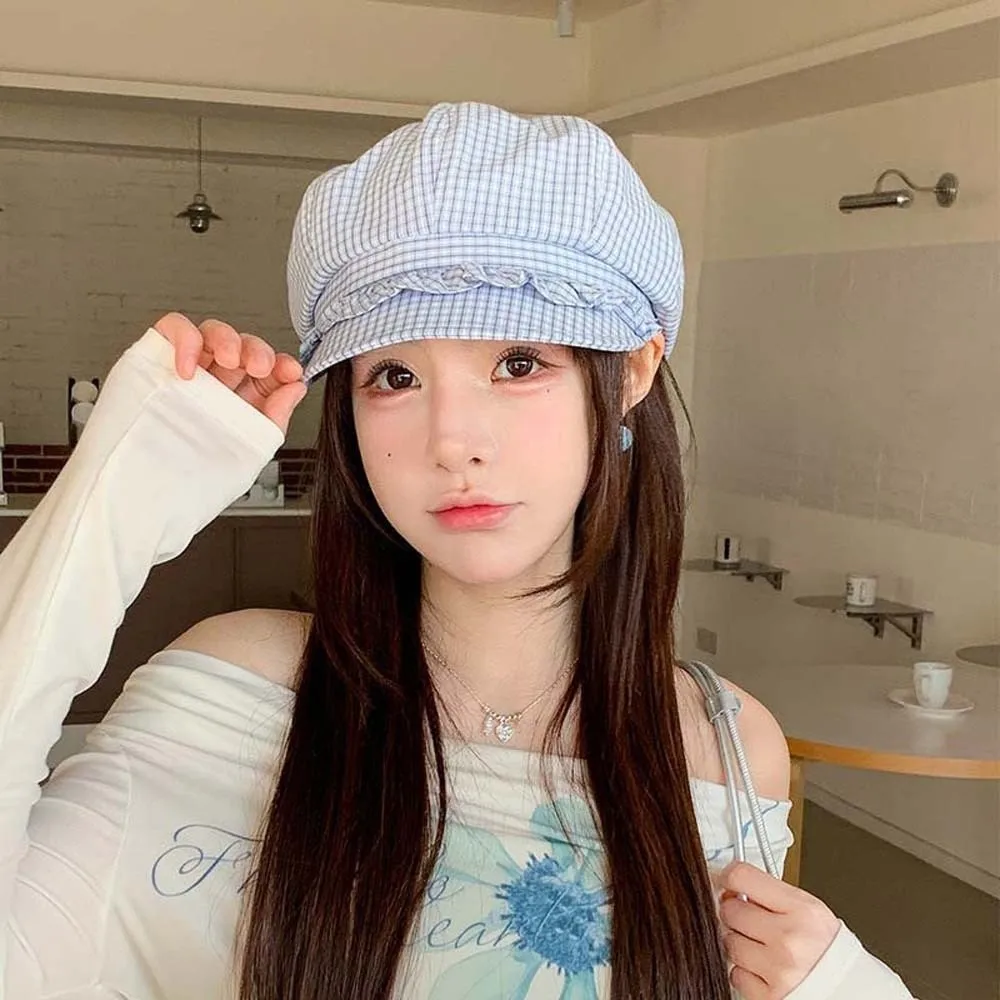 Solid Color Fine Plaid Beret Korean Style Versatile Ruffle Octagonal Hat Polyester Big Head Circumference Women Artist Hat
Solid Color Fine Plaid Beret Korean Style Versatile Ruffle Octagonal Hat Polyester Big Head Circumference Women Artist Hat