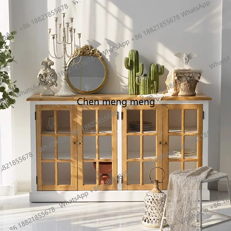 American light luxury solid wood dining side cabinet, living room simple antique four-door storage decorative cabinet, French
American light luxury solid wood dining side cabinet, living room simple antique four-door storage decorative cabinet, French