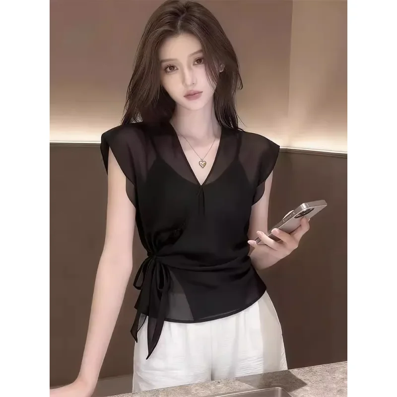Slimming Effectiveness Lace Splice Knot Waist Design Elegant Overhead Women's Top Luxury Style Belted Summer 2026 Fashion
Slimming Effectiveness Lace Splice Knot Waist Design Elegant Overhead Women's Top Luxury Style Belted Summer 2026 Fashion