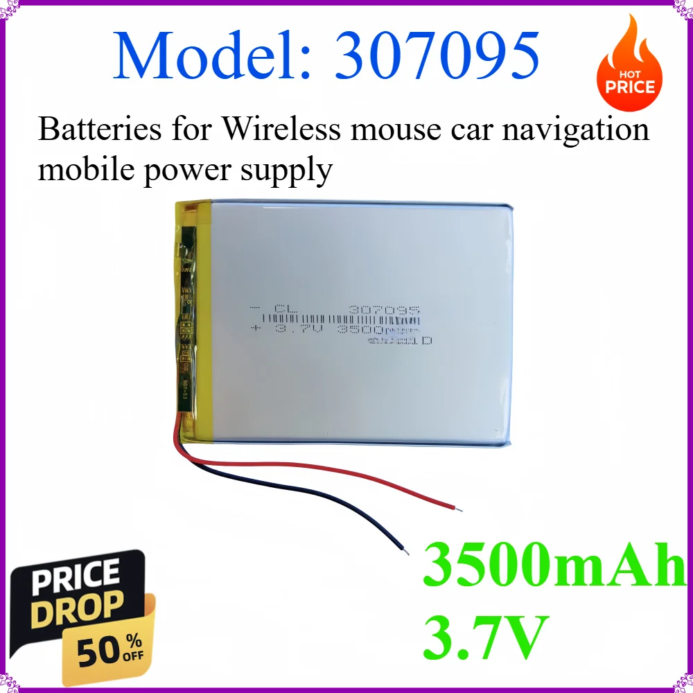 307095 3500mah 3.7V Polymer Lithium Batteries for Wireless mouse car navigation mobile power supply Tablet PC Learning Machine
307095 3500mah 3.7V Polymer Lithium Batteries for Wireless mouse car navigation mobile power supply Tablet PC Learning Machine