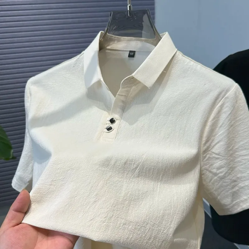 Men's Solid Lapel Linen Polo Shirt Loose Fit Short Sleeve Casual Tee
Men's Solid Lapel Linen Polo Shirt Loose Fit Short Sleeve Casual Tee