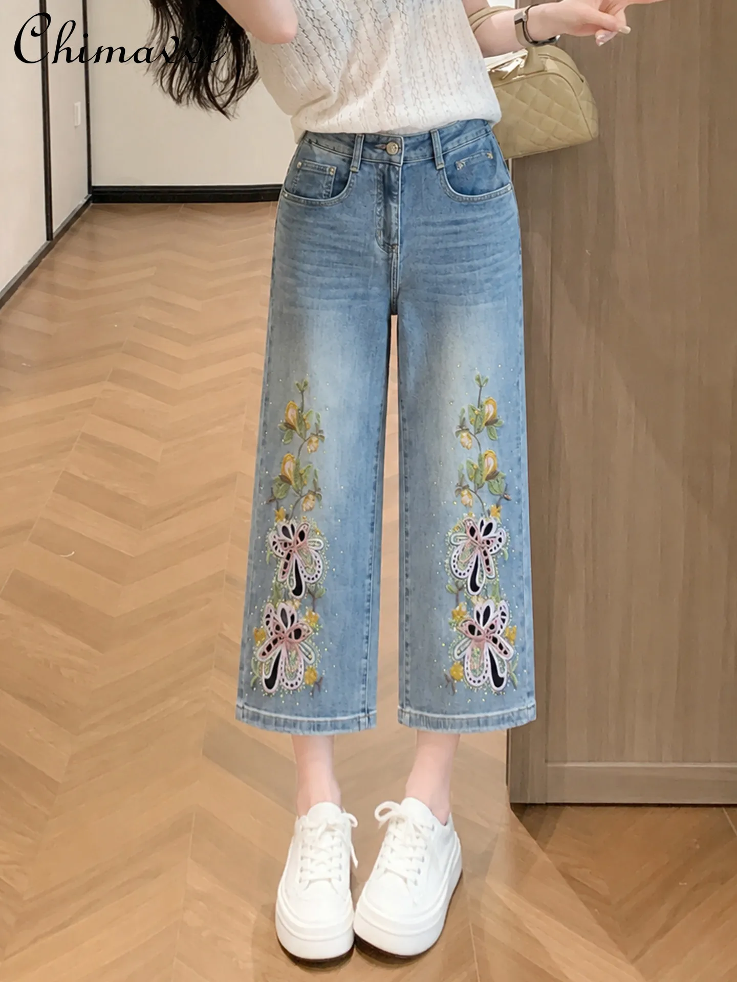 Heavy Hot Diamond Jeans Women's Straight-leg Pants Summer Fashion High Waist Slim Retro Cut Out Embroidered Eight-point Pants
Heavy Hot Diamond Jeans Women's Straight-leg Pants Summer Fashion High Waist Slim Retro Cut Out Embroidered Eight-point Pants