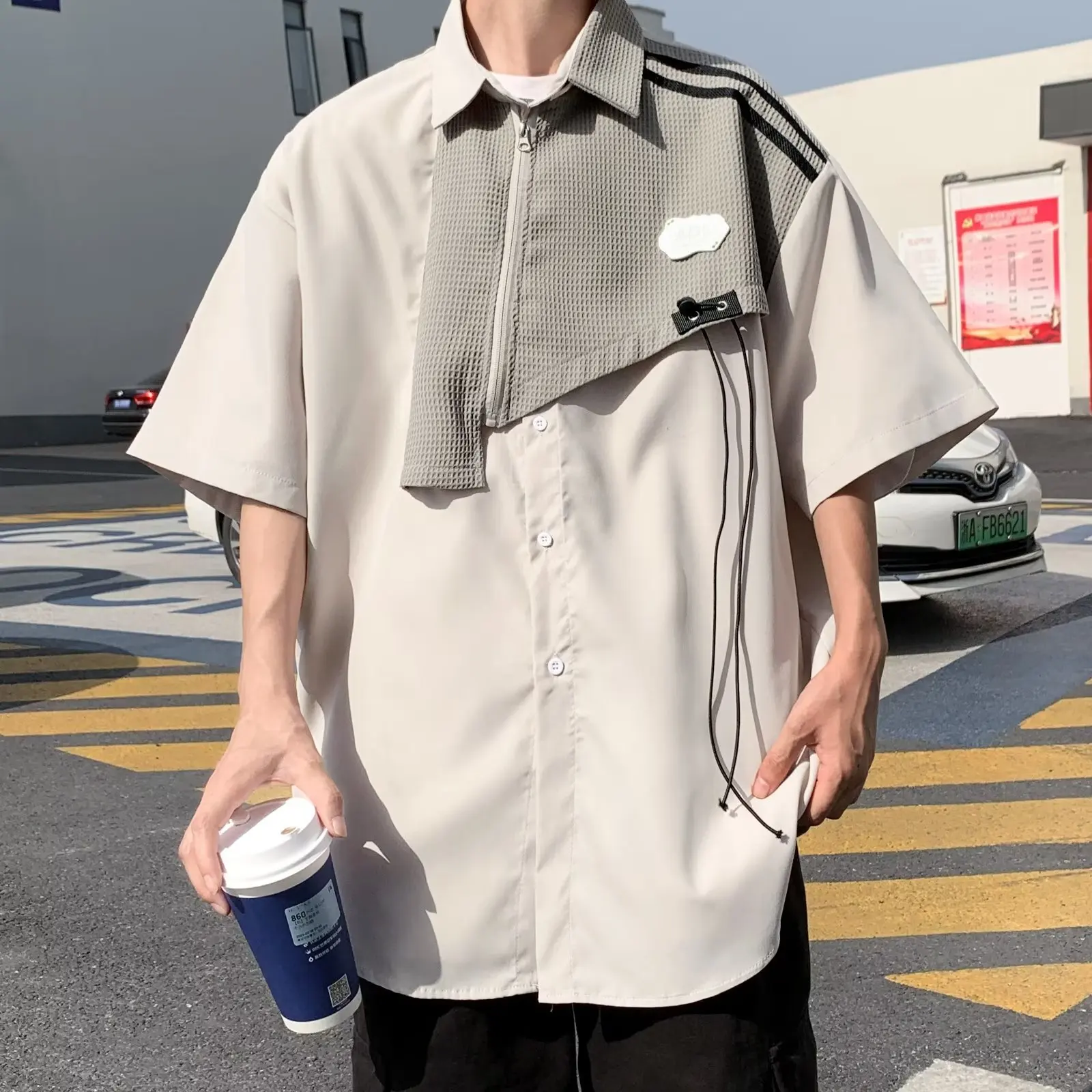 Men Patchwork Shirts Short Sleeve Summer Casual Lapel Buttons Tops Fashion Streetwear Male Loose Shirts Couple Leisure Blouses
Men Patchwork Shirts Short Sleeve Summer Casual Lapel Buttons Tops Fashion Streetwear Male Loose Shirts Couple Leisure Blouses