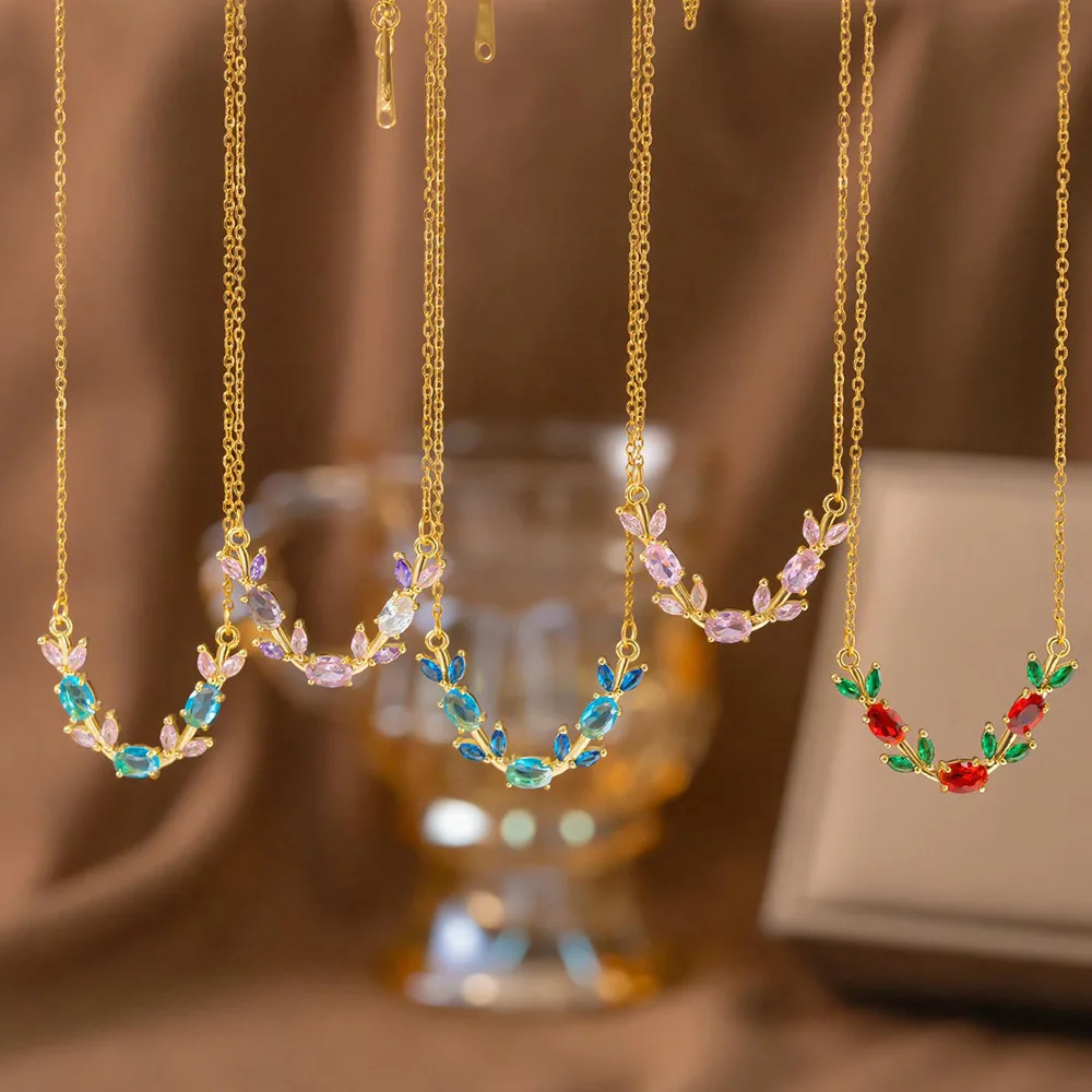 New Luxury Niche Color Zircon Leaf Branch Necklace High Grade Temperament Clavicle Chain Versatile Fashion Jewelry for Women
New Luxury Niche Color Zircon Leaf Branch Necklace High Grade Temperament Clavicle Chain Versatile Fashion Jewelry for Women