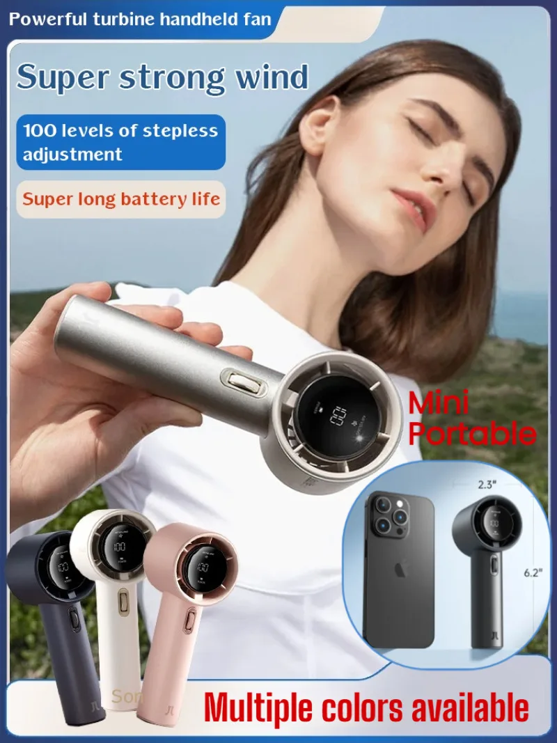 Turbo High Speed Handheld Fan Mini Rechargeable Cooler 5 Speeds Strong Wind Long Battery Life LED Display for Outdoor and Office
Turbo High Speed Handheld Fan Mini Rechargeable Cooler 5 Speeds Strong Wind Long Battery Life LED Display for Outdoor and Office
