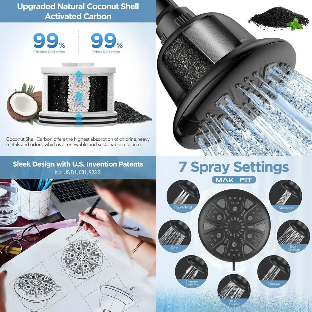 Premium 7-Setting Rain Showerhead with Enhanced Carbon Filter and Hard Water Softener - Removes Chlorine and Metals
Premium 7-Setting Rain Showerhead with Enhanced Carbon Filter and Hard Water Softener - Removes Chlorine and Metals