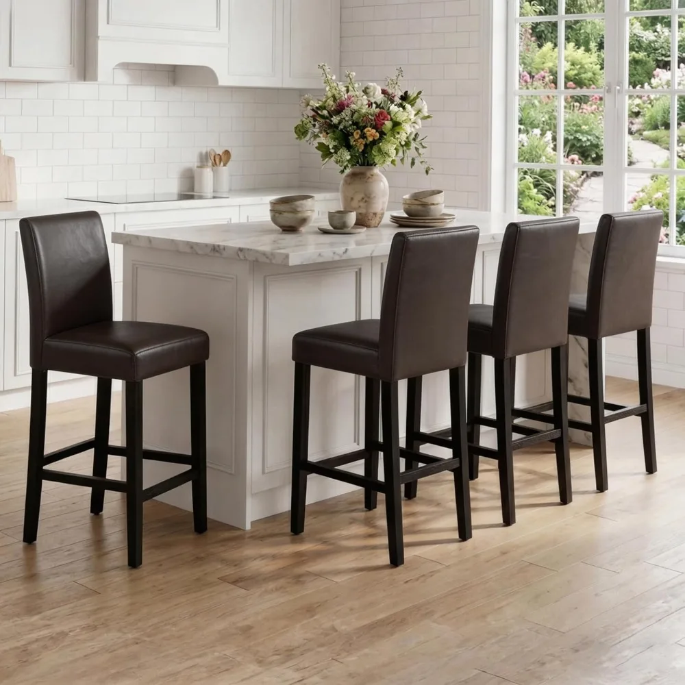 Counter Height Bar Stools Set of 4, 24.8 Inch Upholstered PU Leather Barstools, Modern Kitchen Island Chairs with, Customized
Counter Height Bar Stools Set of 4, 24.8 Inch Upholstered PU Leather Barstools, Modern Kitchen Island Chairs with, Customized