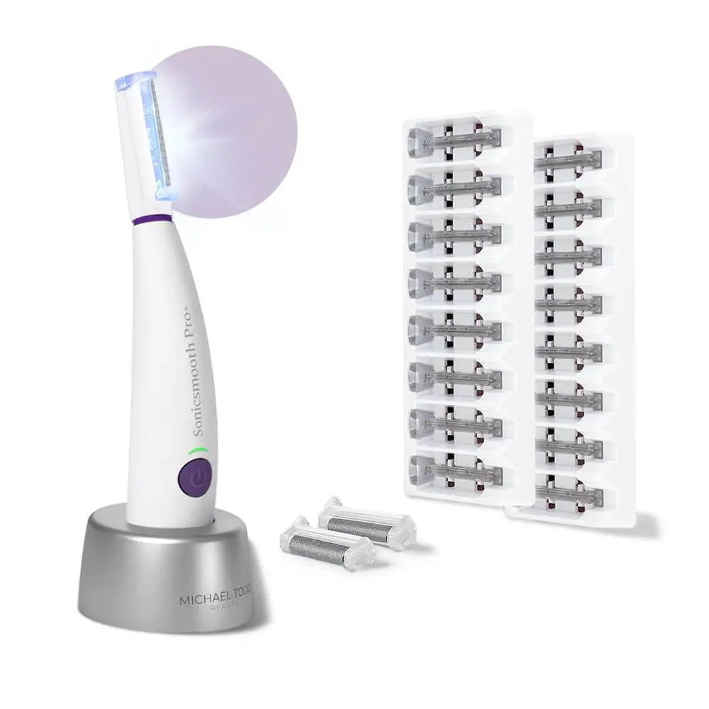 Dermaplaning System with LED Light, 16 Blades, 2 Exfoliation Tips, and Eyebrow Trimmer
Dermaplaning System with LED Light, 16 Blades, 2 Exfoliation Tips, and Eyebrow Trimmer