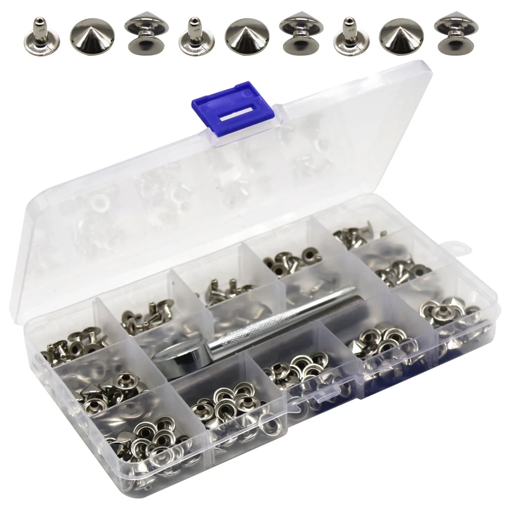 Rivet Kit Punk Craft Rivets 100Pcs Iron Apparel belts Bag Rivets Fixing Tool Crafting Decorative Set
Rivet Kit Punk Craft Rivets 100Pcs Iron Apparel belts Bag Rivets Fixing Tool Crafting Decorative Set