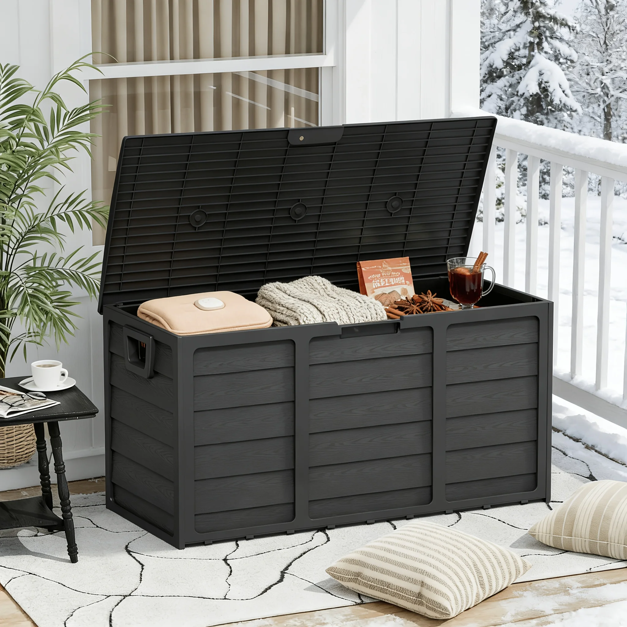 75-gallon Heavy-duty Resin Storage Bin with A Lockable Lid And Handles, Ideal for Warehouse Organization, Outdoor Yard And Garden Storage, And Home Organization. Rain-resistant Design (black/gray), Box,Cabinet,Rack for Outdoor Storage
75-gallon Heavy-duty Resin Storage Bin with A Lockable Lid And Handles, Ideal for Warehouse Organization, Outdoor Yard And Garden Storage, And Home Organization. Rain-resistant Design (black/gray), Box,Cabinet,Rack for Outdoor Storage