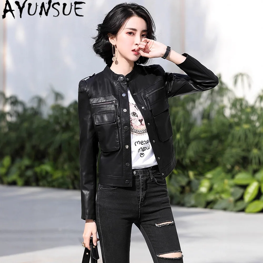 AYUNSUE 100% Real Leather Jacket Woman Autumn Clothes 2026 Natural Sheepskin Short Coat Women Fashion Slim Fit Casaco Feminino
AYUNSUE 100% Real Leather Jacket Woman Autumn Clothes 2026 Natural Sheepskin Short Coat Women Fashion Slim Fit Casaco Feminino