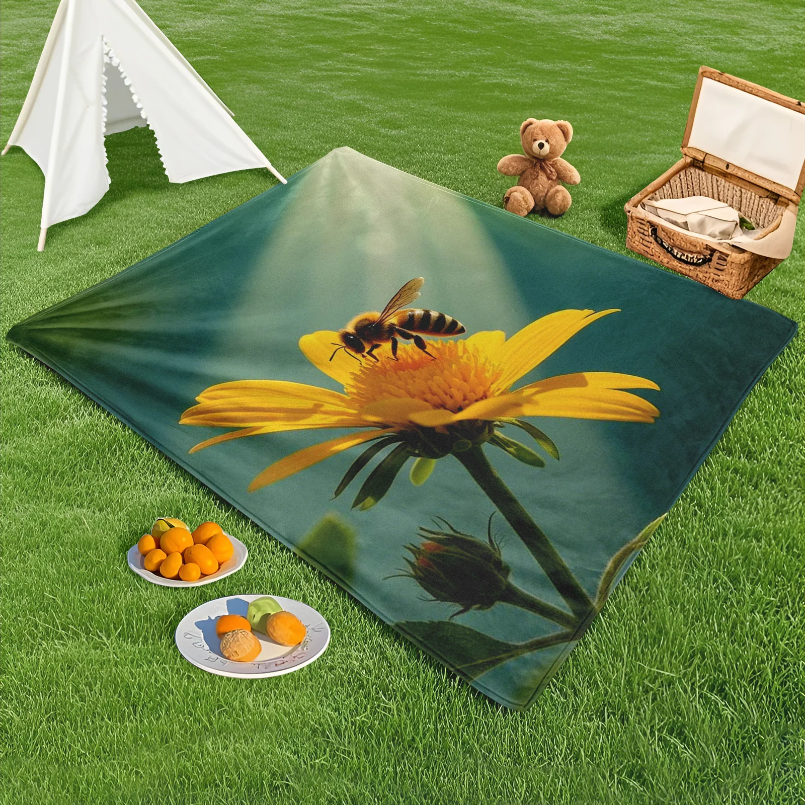 Sunlit Yellow Floral Outdoor Blanket With Bee Design For Bright Picnics And Nature-Inspired Gatherings Under The Sky
Sunlit Yellow Floral Outdoor Blanket With Bee Design For Bright Picnics And Nature-Inspired Gatherings Under The Sky