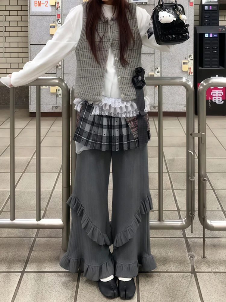 Необычные серые повседневные брюки на осень и зиму, новые нишевые уникальные дизайнерские кружевные многослойные утягивающие и провисающие брюки
Необычные серые повседневные брюки на осень и зиму, новые нишевые уникальные дизайнерские кружевные многослойные утягивающие и провисающие брюки