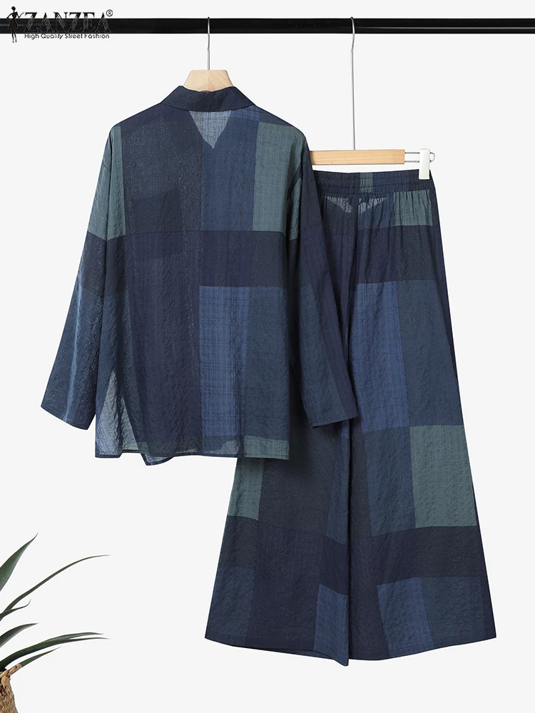 ZANZEA Women Pants Sets Casual Long Sleeve Blouse Long Pants Plaid Suits Vintage Office Lady Outfits 2025 Matching Sets S-3XL
ZANZEA Women Pants Sets Casual Long Sleeve Blouse Long Pants Plaid Suits Vintage Office Lady Outfits 2025 Matching Sets S-3XL