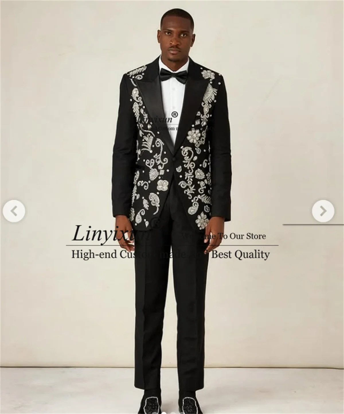 Sparkly Jewelry Ornament Tuxedo Men Suit Peaked Lapel Slim Fit trajes para hombre Customized 2 Piece Set Wedding Groom Blazer
Sparkly Jewelry Ornament Tuxedo Men Suit Peaked Lapel Slim Fit trajes para hombre Customized 2 Piece Set Wedding Groom Blazer