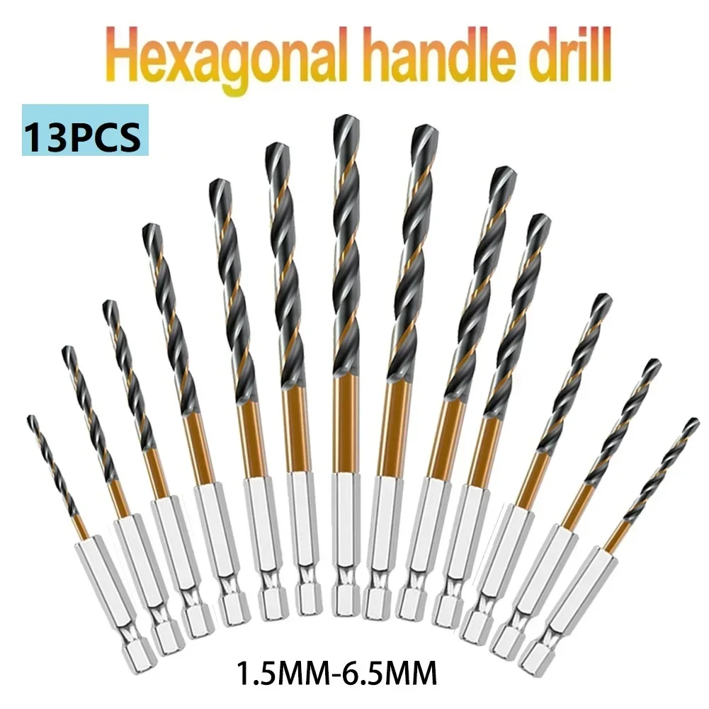 13PCS Hex Shank Twists Drill Bit Set Wood Metal Hole Cutter Core Drilling Tool Cobalt Drill Bits 1.5-6.5mm HSS
13PCS Hex Shank Twists Drill Bit Set Wood Metal Hole Cutter Core Drilling Tool Cobalt Drill Bits 1.5-6.5mm HSS