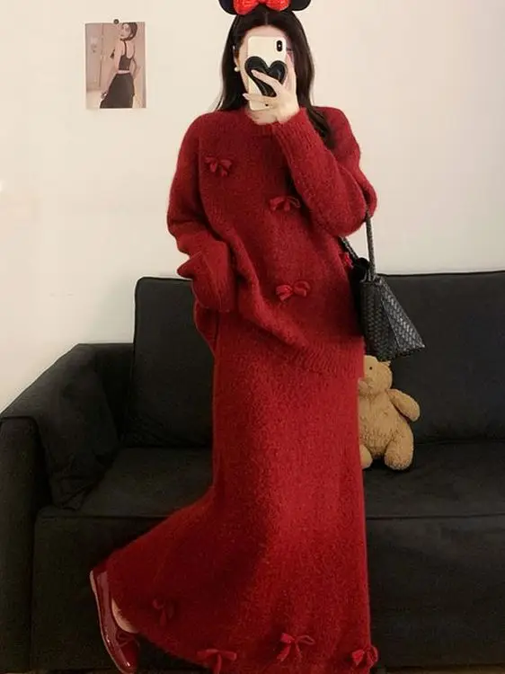 Cisas Theme Knitted Sweater Red Dr Women's Autumn Winter Faion Set Base Layer Long Skirt High Elastici Polyester
Cisas Theme Knitted Sweater Red Dr Women's Autumn Winter Faion Set Base Layer Long Skirt High Elastici Polyester
