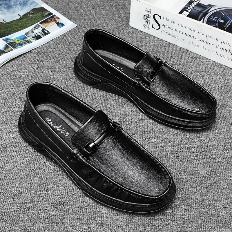 Men's Summer Breathable Business Casual Loafers Black Leather Slip-On Shoes Fashionable British Style Flat Heel round Toe
Men's Summer Breathable Business Casual Loafers Black Leather Slip-On Shoes Fashionable British Style Flat Heel round Toe