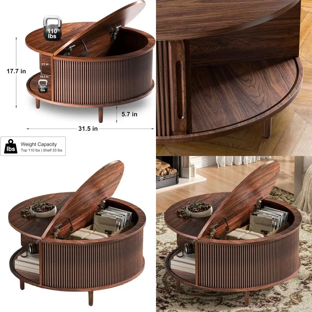 Mid-Century Modern Walnut Coffee Table with Storage and Adjustable Ottomans
Mid-Century Modern Walnut Coffee Table with Storage and Adjustable Ottomans