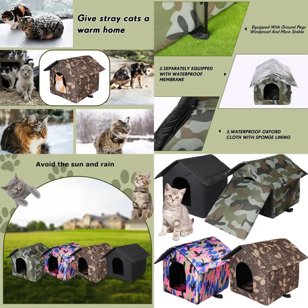 Weatherproof Outdoor Cat Shelter for Stray Cats - Insulated Foldable Cat Bed Tent for Winter Use
Weatherproof Outdoor Cat Shelter for Stray Cats - Insulated Foldable Cat Bed Tent for Winter Use