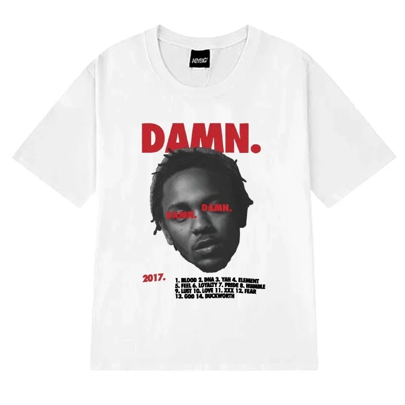 Hot sale Kendrick Lamar DAMN album print T shirt Unisex vintage Hip Hop short sleeve T-shirts Men Women 100% Cotton streetwear
Hot sale Kendrick Lamar DAMN album print T shirt Unisex vintage Hip Hop short sleeve T-shirts Men Women 100% Cotton streetwear
