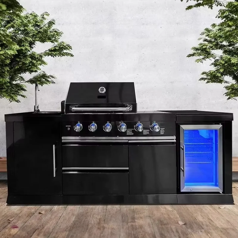 Минималистичный дизайн 2025, современная черная уличная кухонная мебель из нержавеющей стали, система приготовления пищи, барбекю, копченая
Минималистичный дизайн 2025, современная черная уличная кухонная мебель из нержавеющей стали, система приготовления пищи, барбекю, копченая