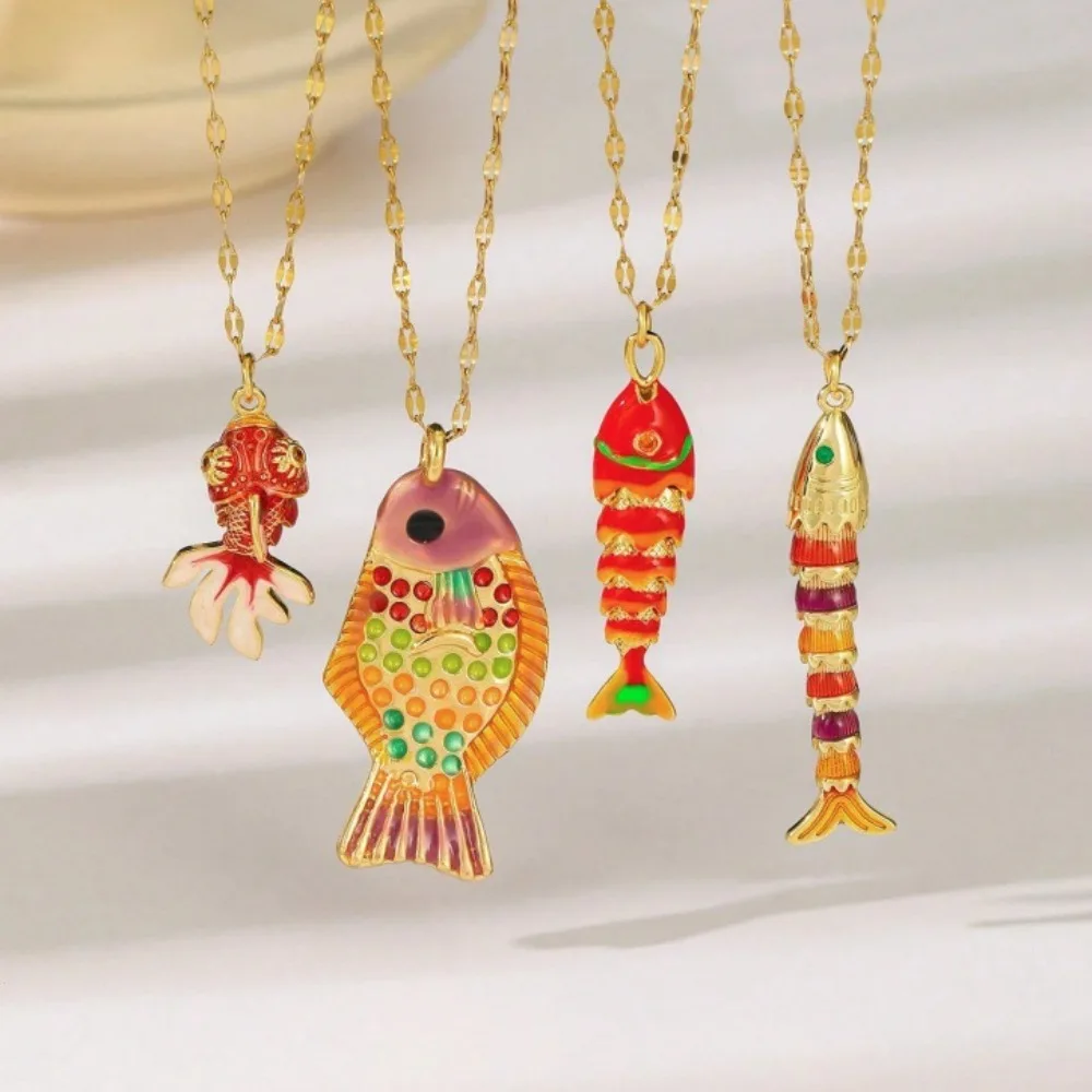 18K Gold Plated Enamel Fish Pendant Necklaces, Lucky Koi & Colorful Fish Designs, Dainty Jewelry
18K Gold Plated Enamel Fish Pendant Necklaces, Lucky Koi & Colorful Fish Designs, Dainty Jewelry