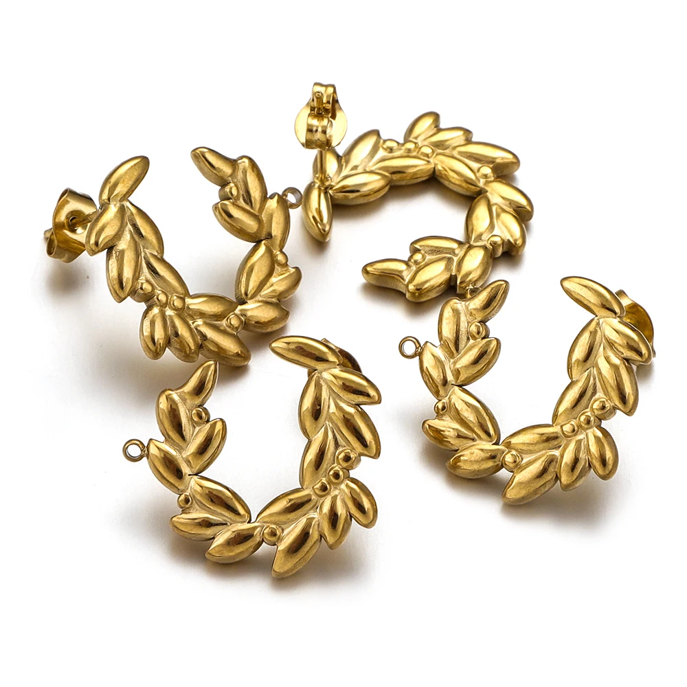 4pcs Stainless Steel Gold-plated Wheat Flower C-shaped Earrings Connectors for DIY Craft Parts Findings Jewelry Making Supplies
4pcs Stainless Steel Gold-plated Wheat Flower C-shaped Earrings Connectors for DIY Craft Parts Findings Jewelry Making Supplies