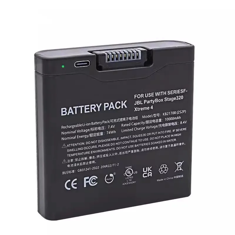 New Replacement battery 7.4V with a USB interface For JBL Battery 400 JBL PartyBox Stage 320 and Xtreme 4 Portable Speaker
New Replacement battery 7.4V with a USB interface For JBL Battery 400 JBL PartyBox Stage 320 and Xtreme 4 Portable Speaker