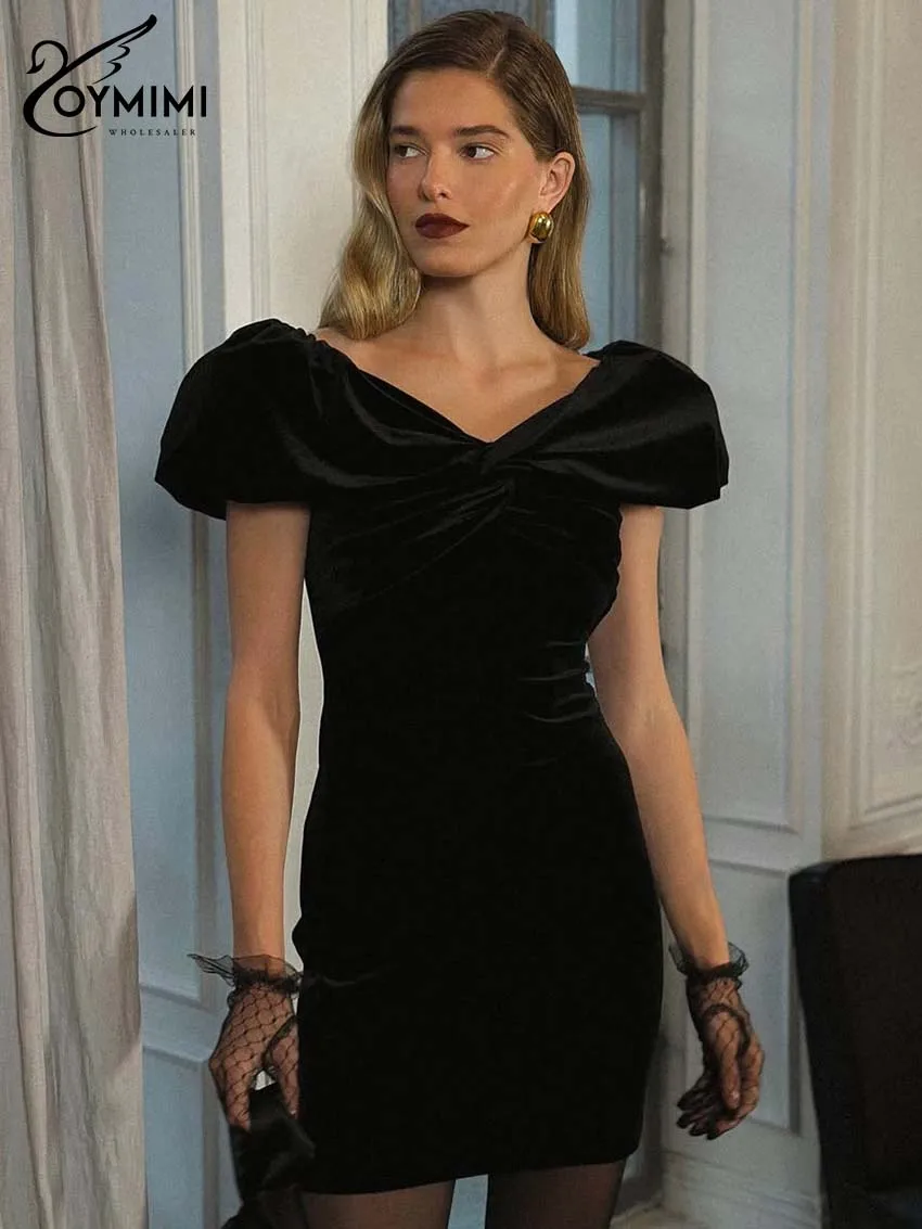 Oymimi Elegant Black Slim Dresses 2025 Woman Fashion V-Neck Short Sleeve High Waist Dress Casual Straight Mini Dress Streetwear
Oymimi Elegant Black Slim Dresses 2025 Woman Fashion V-Neck Short Sleeve High Waist Dress Casual Straight Mini Dress Streetwear