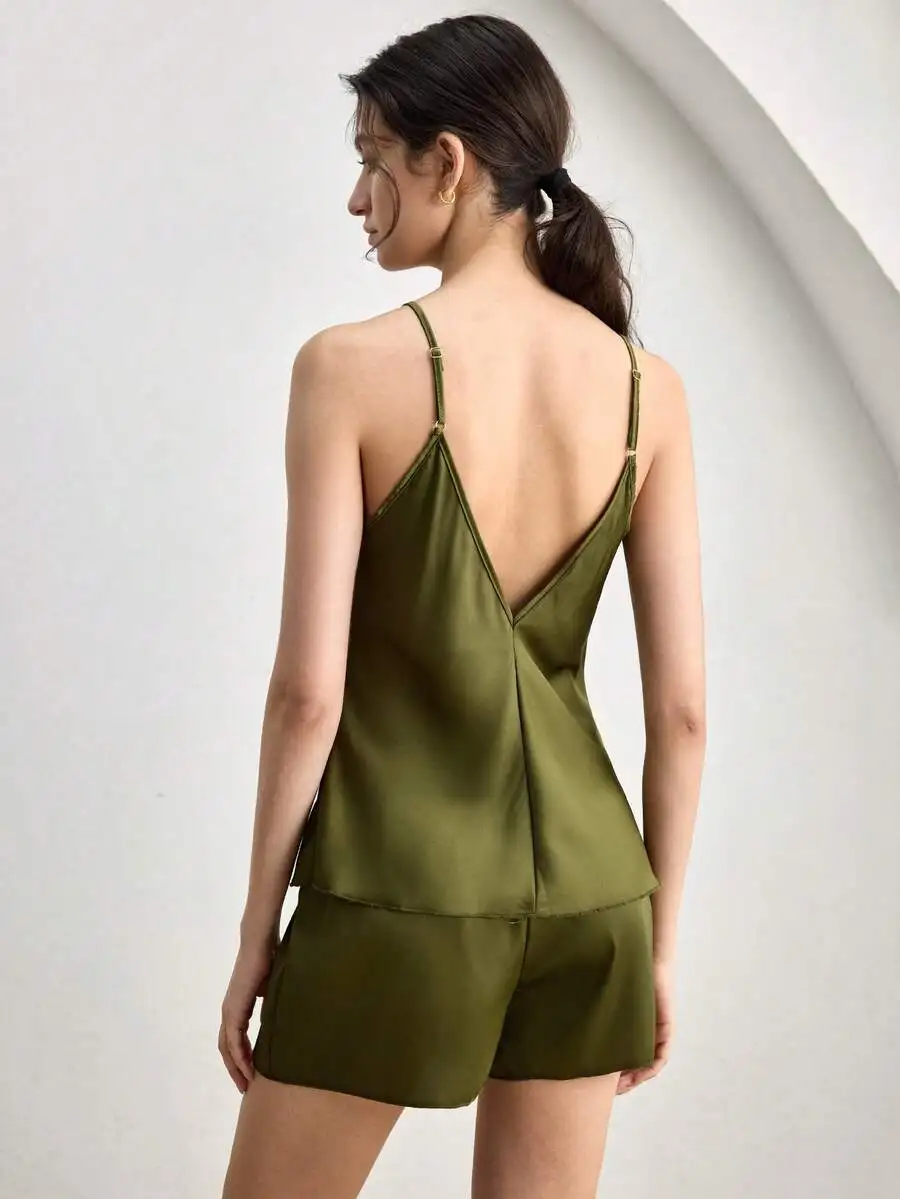 Minimalist Satin Camisole And Shorts Pajama Set For Women
Minimalist Satin Camisole And Shorts Pajama Set For Women