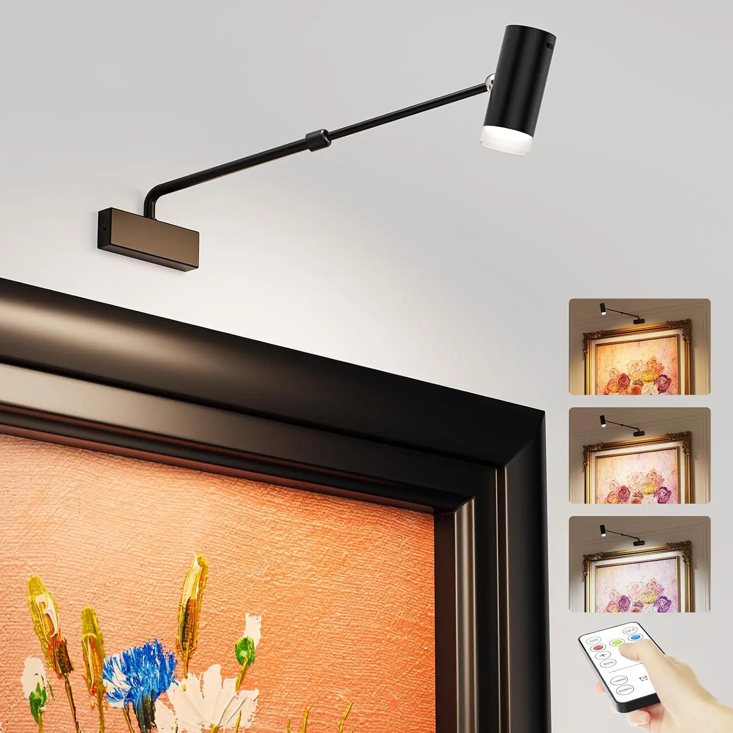 Rechargeable Adjustable Picture Light, Wireless CCT Dimmable Art Light with Remote Control for Gallery, Bathroom, Reading
Rechargeable Adjustable Picture Light, Wireless CCT Dimmable Art Light with Remote Control for Gallery, Bathroom, Reading