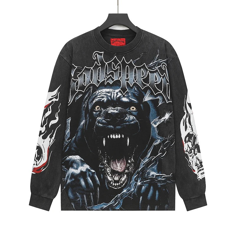 Постиранная черная футболка с длинными рукавами и принтом граффити Godspeed Skull, винтажные хлопковые топы, футболки унисекс в уличном стиле
Постиранная черная футболка с длинными рукавами и принтом граффити Godspeed Skull, винтажные хлопковые топы, футболки унисекс в уличном стиле