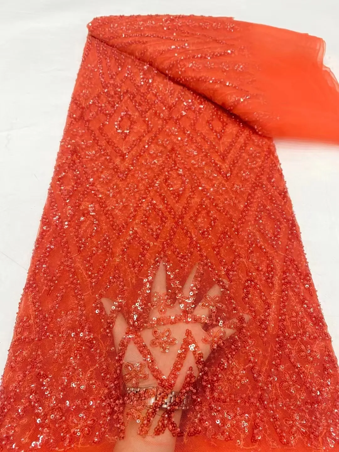 African Heavy Beaded Lace Fabric High Quality 5 Yards Sequins French Tulle Bead Lace Fabric For Nigeria Wedding Party Dress
African Heavy Beaded Lace Fabric High Quality 5 Yards Sequins French Tulle Bead Lace Fabric For Nigeria Wedding Party Dress
