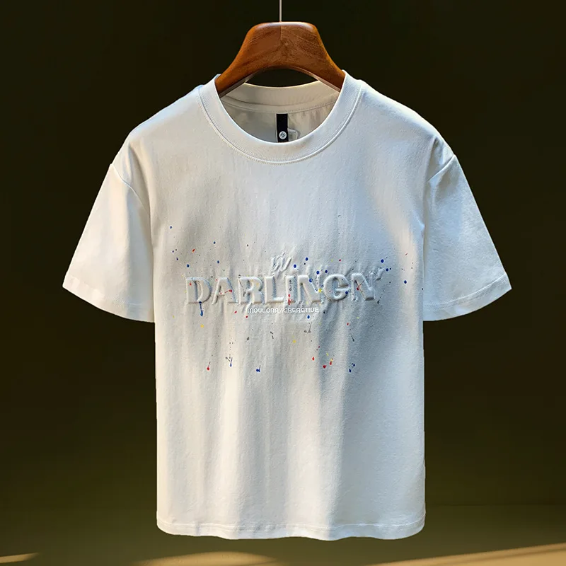 T-shirt men's short sleeved 2025 new summer trend shirt letter embossed dot painted loose half sleeved fashionable top
T-shirt men's short sleeved 2025 new summer trend shirt letter embossed dot painted loose half sleeved fashionable top