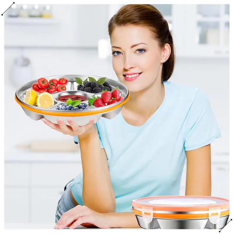 Divided Serving Tray With Lid - Reusable Veggie Tray With Lid And Dip Snack Platter 6 Compartments 10Inch 60Oz
Divided Serving Tray With Lid - Reusable Veggie Tray With Lid And Dip Snack Platter 6 Compartments 10Inch 60Oz