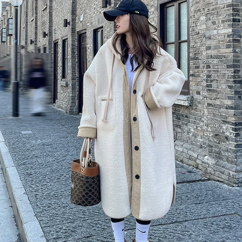 2025 Hooded Coats Women Autumn Winter Thicken Korean Style Casual Lambswool Loose Simple All-match Streetwear Patchwork Elegant
2025 Hooded Coats Women Autumn Winter Thicken Korean Style Casual Lambswool Loose Simple All-match Streetwear Patchwork Elegant