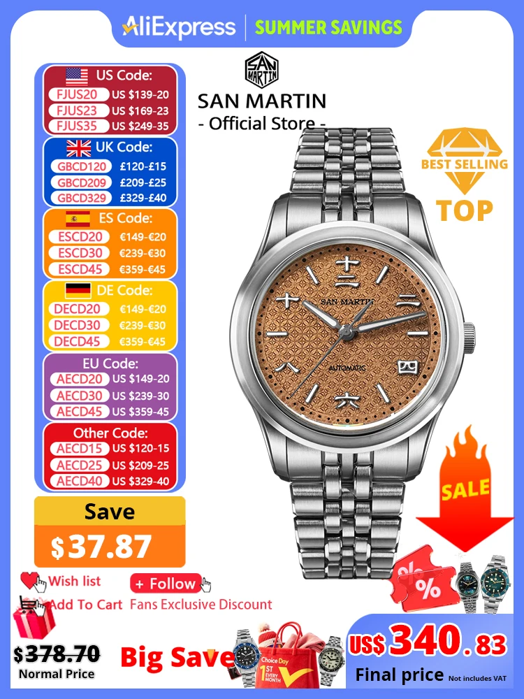 San Martin Retro Distressed Chinese Ancient Coin Textured Dial Miyota 90S5 Original Design Men Automatic Mechanical Watch SN0144
San Martin Retro Distressed Chinese Ancient Coin Textured Dial Miyota 90S5 Original Design Men Automatic Mechanical Watch SN0144