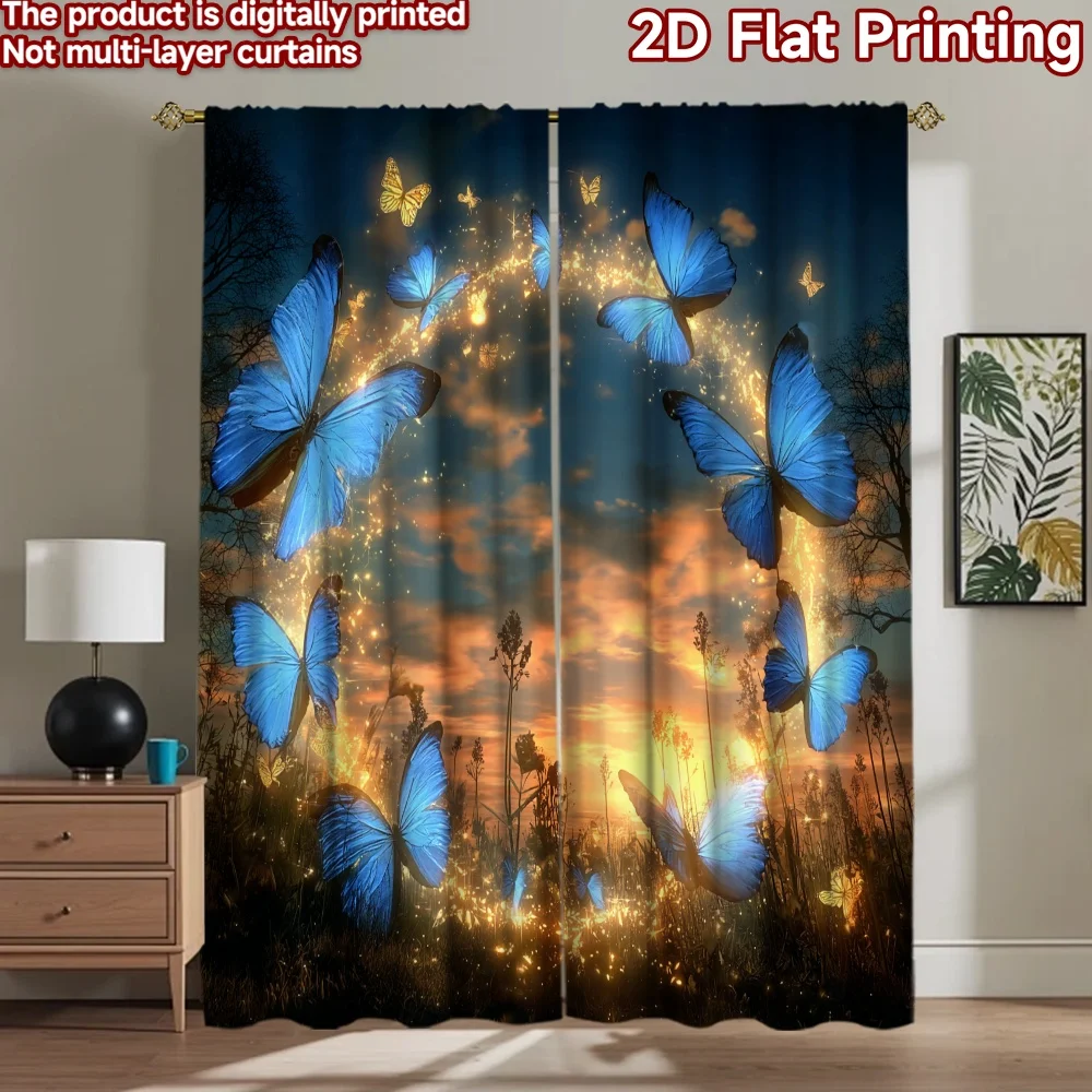2D flat printing 2pcs Curtains Blue Butterfly Enchantment Magic Digital Printed Polyester Drapes All Season Party & Holiday
2D flat printing 2pcs Curtains Blue Butterfly Enchantment Magic Digital Printed Polyester Drapes All Season Party & Holiday