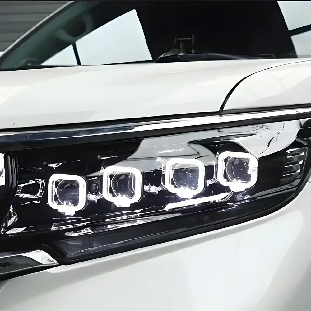 Для Toyota Prado 2018-2023 светодиодные передние фонари автомобиля в сборе, обновленный дизайн Bugatti, четыре линзы проектора, аксессуары для автомобильных фар
Для Toyota Prado 2018-2023 светодиодные передние фонари автомобиля в сборе, обновленный дизайн Bugatti, четыре линзы проектора, аксессуары для автомобильных фар