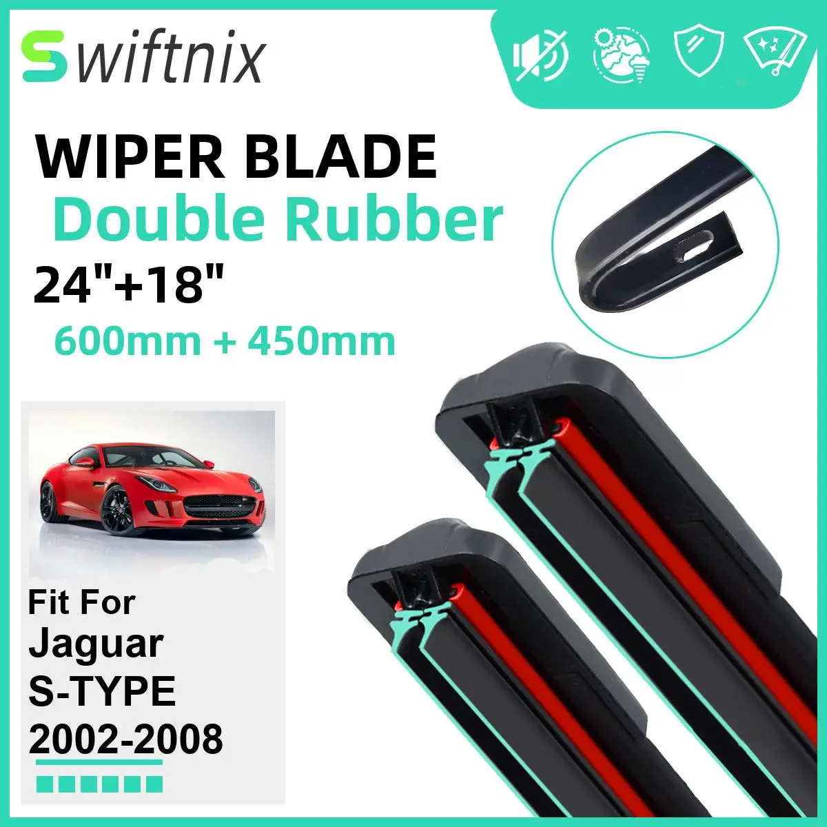 Двойные резиновые автомобильные дворники для Jaguar S-TYPE 2002-2008, переднее ветровое стекло, резиновые автомобильные аксессуары 2006 2007 2008
Двойные резиновые автомобильные дворники для Jaguar S-TYPE 2002-2008, переднее ветровое стекло, резиновые автомобильные аксессуары 2006 2007 2008