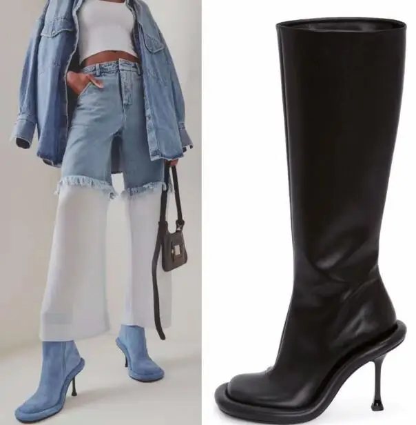 Women Black Leather Big Round Toe Hidden Zipper 8 CM Thin Heels Knee High Boots Lady Fashion Street Style Short Booties Shoes
Women Black Leather Big Round Toe Hidden Zipper 8 CM Thin Heels Knee High Boots Lady Fashion Street Style Short Booties Shoes