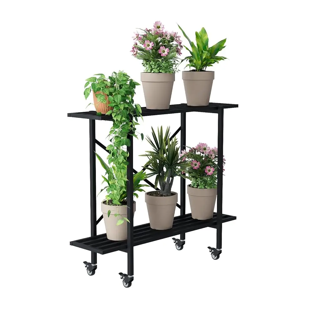 2 Tier Metal Sturdy Narrow Plant Stand With Wheels, Plant Stand Indoor And Outdoor, L35.43 X W10.3 X H29.9 H, 440 Lbs Acity &
2 Tier Metal Sturdy Narrow Plant Stand With Wheels, Plant Stand Indoor And Outdoor, L35.43 X W10.3 X H29.9 H, 440 Lbs Acity &